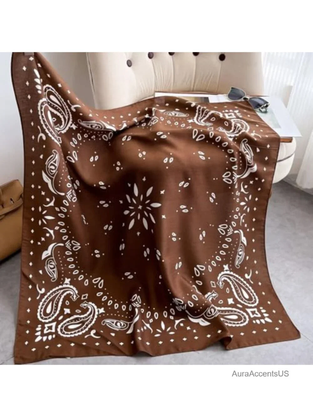 Large Square Head Scarf Multi-Use Polyester Shawl Wrap for Sleeping